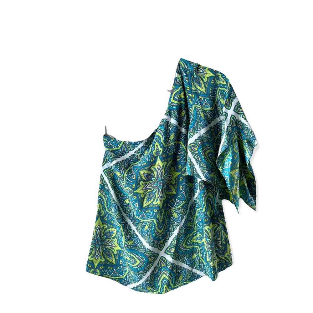 Alice & Trixie Y2K Green One Shoulder Silk Top Size XS